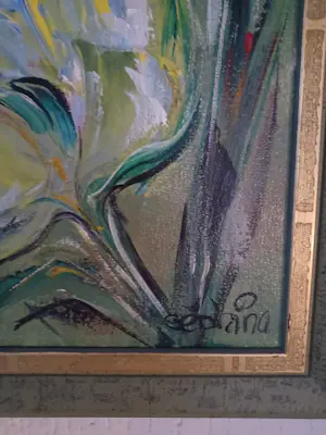 Séphina - Abstract vormgegeven tulp in groen/blauw kopen? Bied vanaf 75!