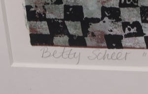 Betty Scheer - Linosnede, Het Rode fornuis - Ingelijst kopen? Bied vanaf 1!