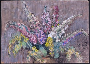 Niet of onleesbaar gesigneerd - Krijt en Gouache, Bloemstilleven kopen? Bied vanaf 1!