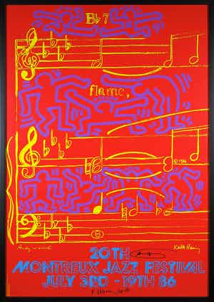 Andy Warhol - & Keith Haring - Handgesigneerde zeefdruk, 20th Montreux Jazz Festival - Ingelijst verkocht voor € 1!