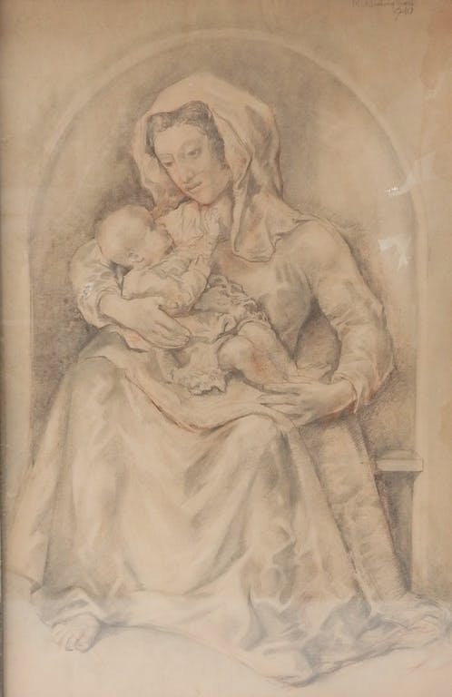 Martinus Leonardus Middelhoek - Tekening Madonna met kind - 1940 kopen? Bied vanaf 1!