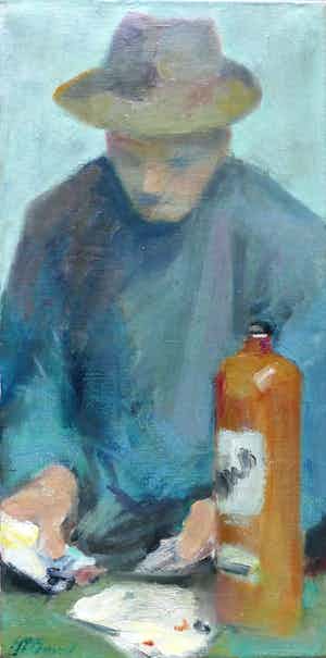 Niet of onleesbaar gesigneerd - Kaartspeler verkocht voor € 10!