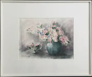 Maria de Ruiter de Witt - Vazen met bloemen | aquarel - ingelijst kopen? Bied vanaf 35!