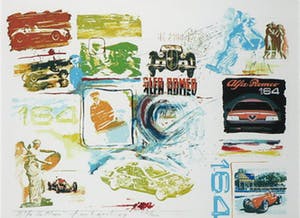 Frank Gude - Litho, Alfa Romeo - Ingelijst kopen? Bied vanaf 1!