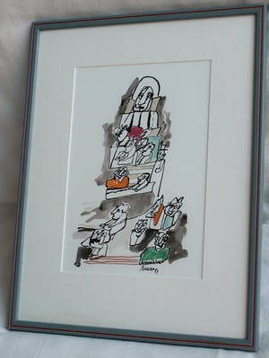Niet of onleesbaar gesigneerd - Aquarel , “Wedding Day Blues“ – gesigneerd & ingelijst - 1993 kopen? Bied vanaf 1!