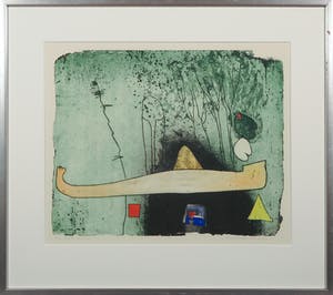 Michel van Overbeeke - Kleurenets met bladgoud, Forest Mountain - Ingelijst kopen? Bied vanaf 50!