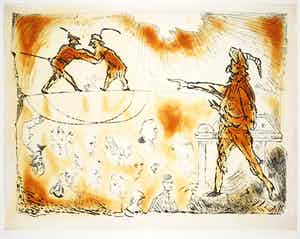 Lucebert - Ets en aquatint, Commedia dell'arte verkocht voor € 150!