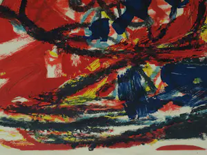 Karel Appel - Kleurenlitho ‘Musique Barbare’ in een barbaarse lijst – 1963 – Lijst, 50 x 60 cm kopen? Bied vanaf 10!