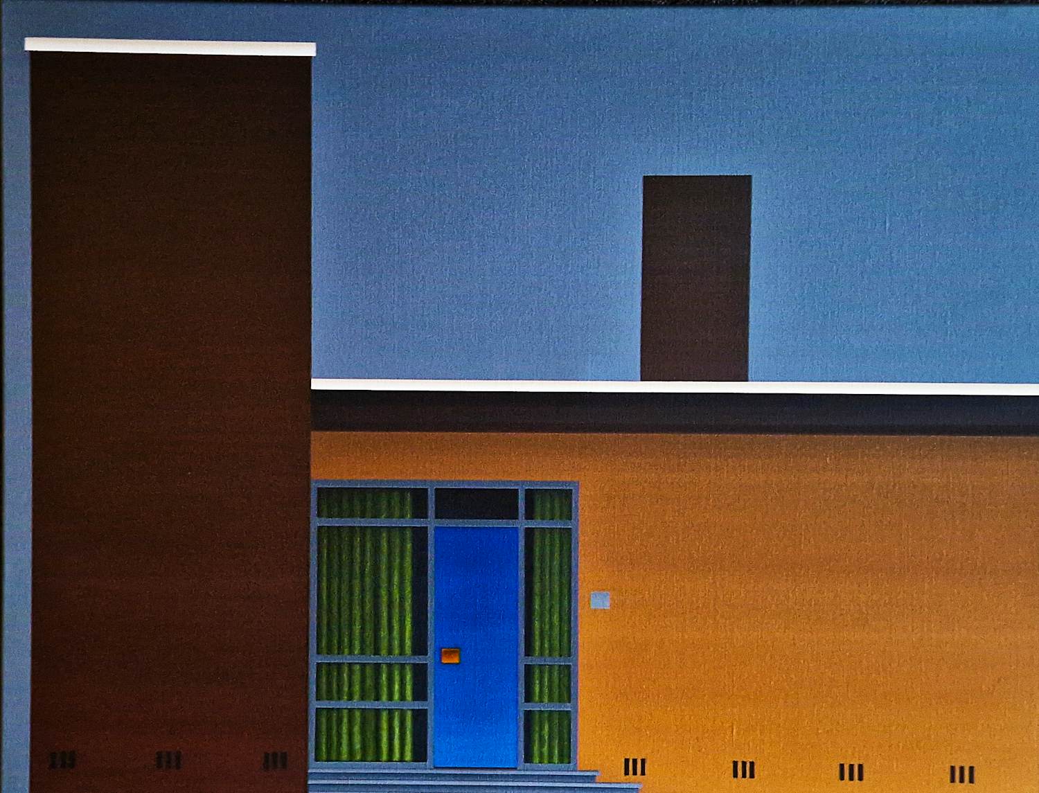 Frank Lenferink - prachtig olieverf doek schilderij "bungalow bij invallende nacht" groot & ZGAN kopen? Bied vanaf 350!