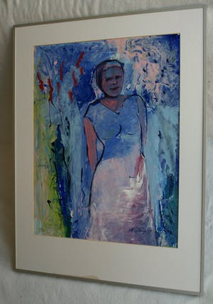 Niet of onleesbaar gesigneerd - Ingelijst, olieverf op papier , Dame - 1997 kopen? Bied vanaf 1!