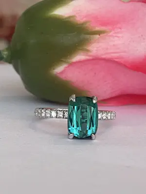 ALGT-gecertificeerde 2,80 karaat lagune-toermalijn diamant cocktailgouden ring kaufen? Bieten Sie von 1600!