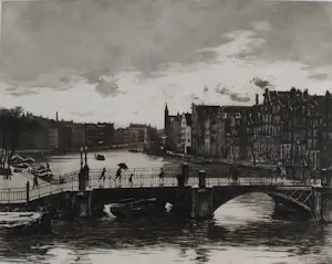 AcheterWillem Witsen - Gezicht op de Binnen-Amstel en de Halvemaansteegbrug? Enchérissez de 900!