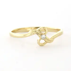 14k geelgouden ring met briljant geslepen diamant tot. 0.02ct – F/G - VS/SI kopen? Bied vanaf 180!