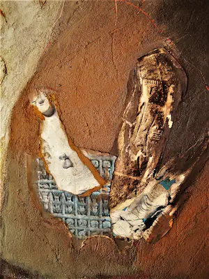 Gerard Schaperkotter - Grote abstracte Gem.Technk. (Klei/Collage/Verf) "Carthage" fraai ingelijst! kopen? Bied vanaf 97!