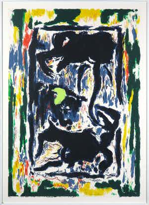 Jan Commandeur - Zeefdruk, Zonder titel - Ingelijst verkocht voor € 1!