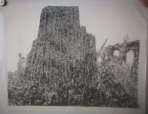 Jan Bernard Meinen - Grote pentekening. Stad. kopen? Bied vanaf 50!