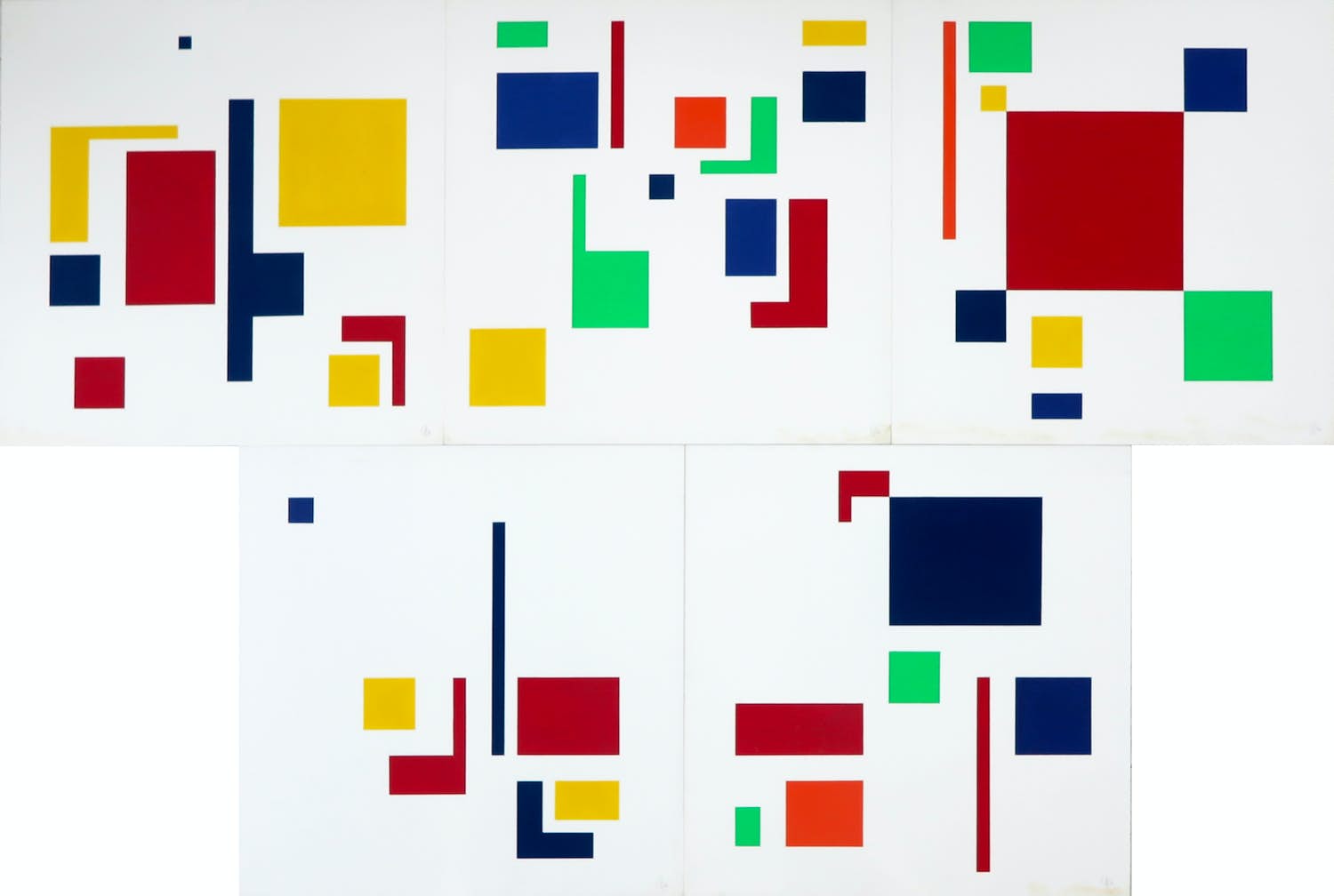 Niet of onleesbaar gesigneerd - Acryl op karton, Lot van 5 werken verkocht voor € 1!