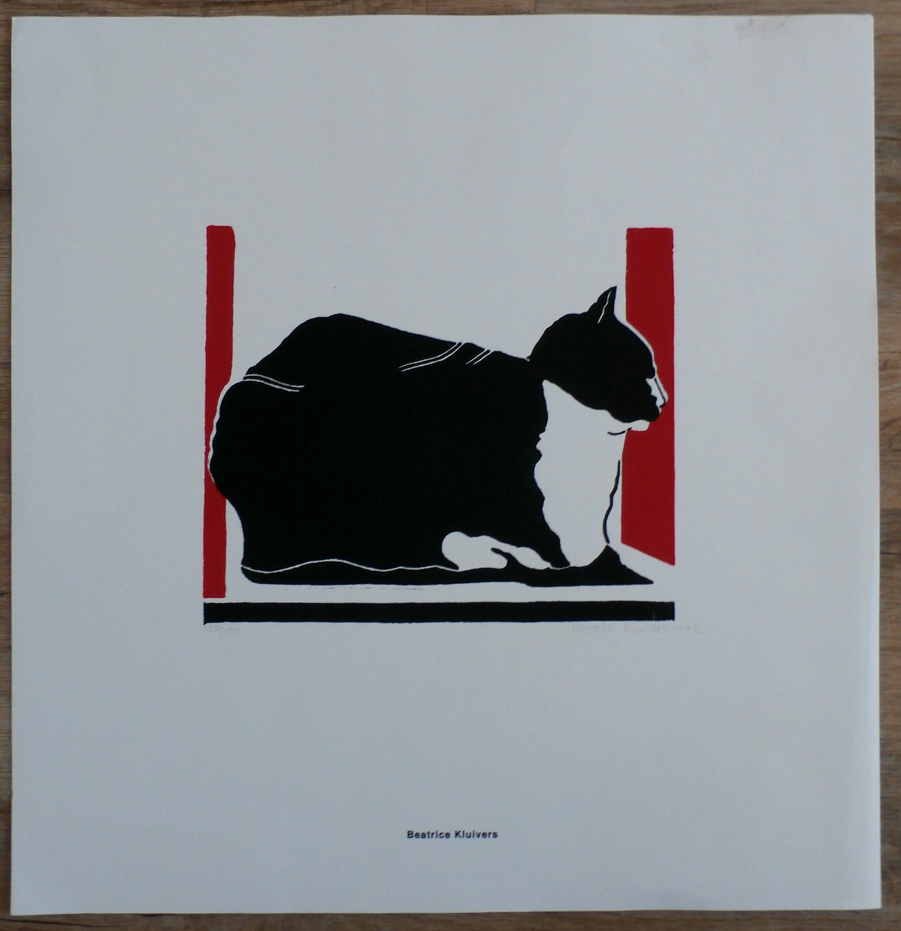 Beatrice Kluivers - zeefdruk: poes -1992 kopen? Bied vanaf 45!