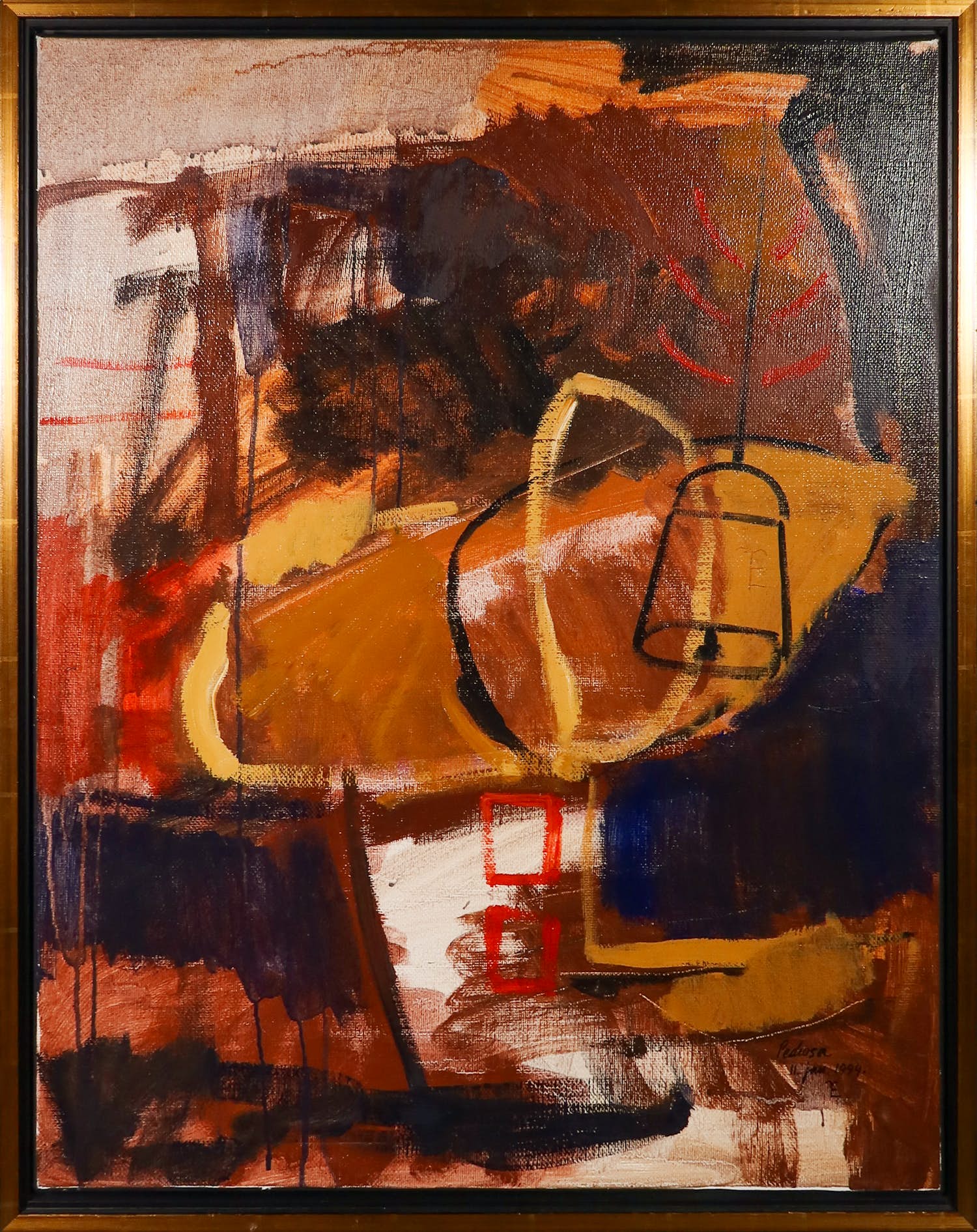 Bruno Pedrosa - Acryl op doek, A ordem do chocalho- Ingelijst verkocht voor € 250!