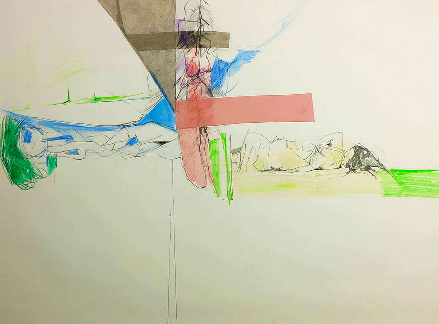 Aart Roos - Potloodtekening en collage, Zonder titel kopen? Bied vanaf 1!