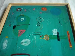 Jasper Banen - Acrylverf op doek , ingelijst , Blauwe Zon en Hemellichamen – 2004 kopen? Bied vanaf 85!