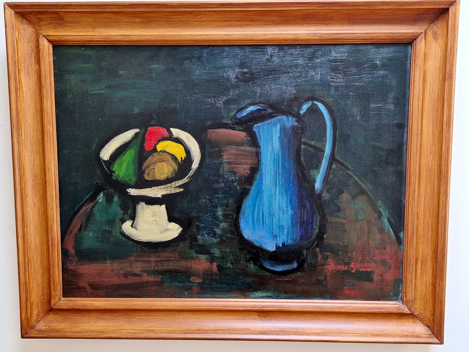 Nicole Grisard - Stilleven met fruit en vaas verkocht voor € 40!