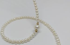 14 kt zoetwaterparel collier 45,2 cm lang kopen? Bied vanaf 110!