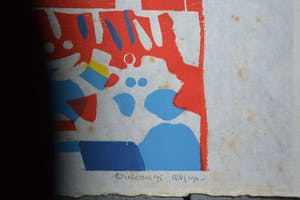 Jef Diederen - 'Rood' - Houtsnede op Japans papier. kopen? Bied vanaf 1!