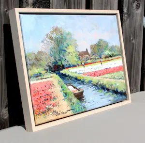 Alexander van Noort - olieverf op doek: bollenvelden bij Heemstede (nette lijst!) kopen? Bied vanaf 299!