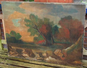 Niet of onleesbaar gesigneerd - Olieverf op doek , Bergense School? , “Landschap“ kopen? Bied vanaf 1!