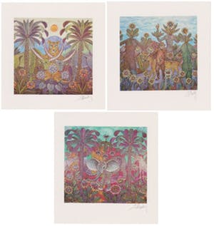 Jan Plaskocinski - Drie handgesigneerde zeefdrukken: Jungle I, II, III kopen? Bied vanaf 35!