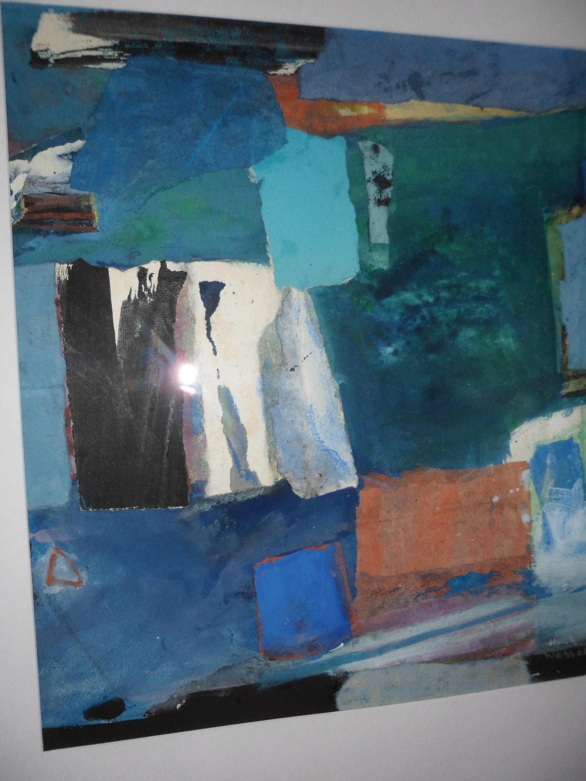 Hendrik Jacob Wesseling - Schilderij collage op papier. Titel,"E.64." Gemengde techniek. kopen? Bied vanaf 30!