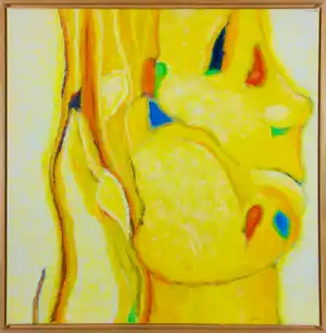 Saskia Bremer - Acryl op doek, Cabeca Amarela - Ingelijst vendu pour 100€ !