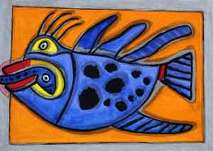 Corneille - Zeefdruk: Le poisson - 1999 verkocht voor € 225!