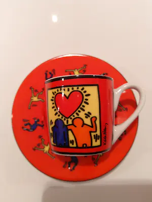 Keith Haring - Complete collectie Könitz espresso kopjes blauw rood (style 1 t/m 6) kopen? Bied vanaf 150!