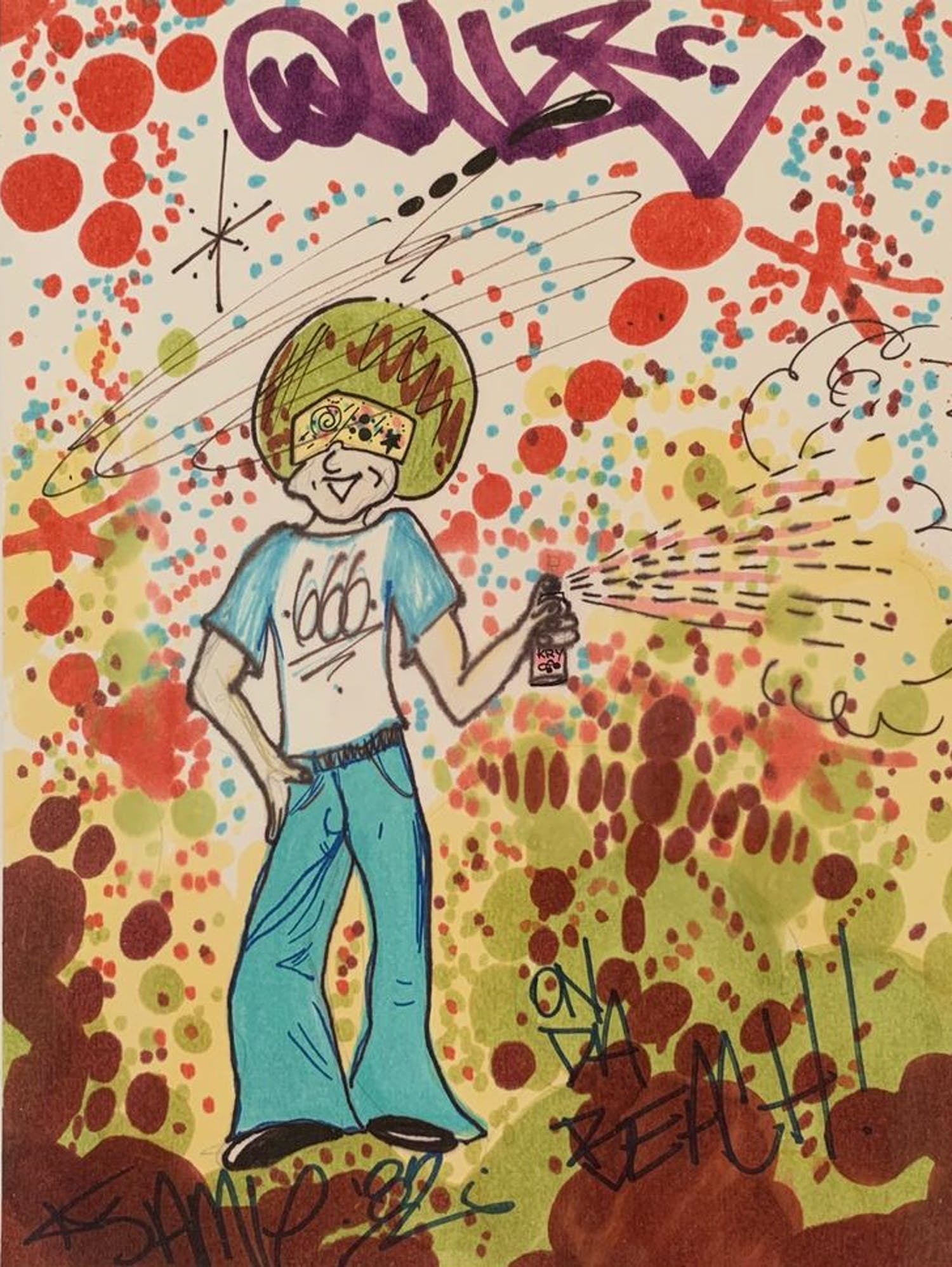 Dessin Original QUIK (Lin Felton) 1983 - Graffiti, Signé, Page De Carnet