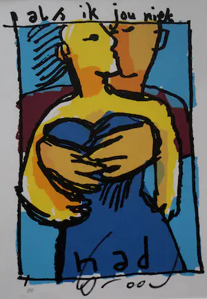 AcheterHerman Brood - Ingelijste zeefdruk: Als ik jou niet had...(Nieuwe lijst + museumglas!)? Enchérissez de 600!