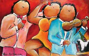 Theo Broeren - Acryl op doek, The violin (Zeer groot) verkocht voor € 100!