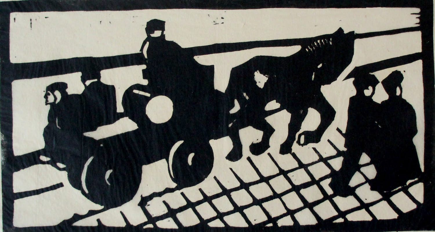 Wim Oepts - Linosnede: Paard en wagen verkocht voor € 399!