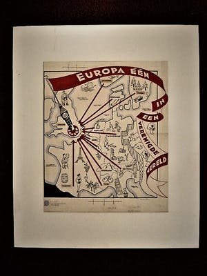 Peter van Reen - Origineel ontwerp voor Affiche "Europa 1 in een verenigde Wereld" gesigneerd kopen? Bied vanaf 40!