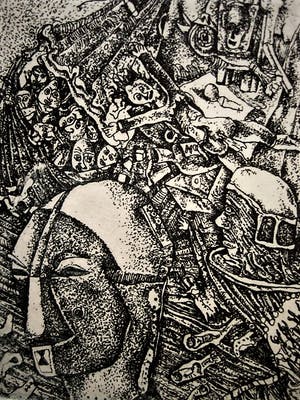 Ab Steenvoorden - Karakteristiek grafiek - groep "de bange Duivel" - ETS "Pandora" gesigneerd kopen? Bied vanaf 19!