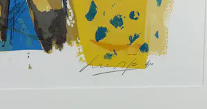 John Lie a Fo - Zeefdruk, Bouteille Rouge - Ingelijst kopen? Bied vanaf 50!