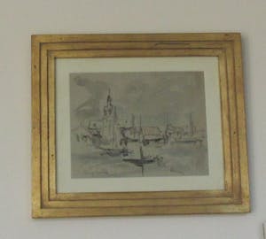 Johan Hendrik van Mastenbroek - Voorstudie Aquarel Dorpje aan het Water kopen? Bied vanaf 500!