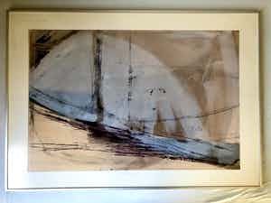 Joke Keuning - Landschap I - Gemengde techniek, Ingelijst (Groot) verkocht voor € 50!