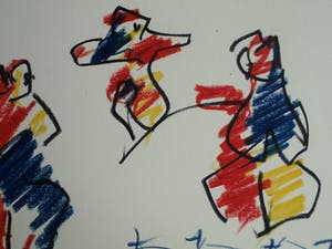 Anton Heyboer - Pastel, Koe met 3 vrouwen – ca. 1980 kopen? Bied vanaf 125!
