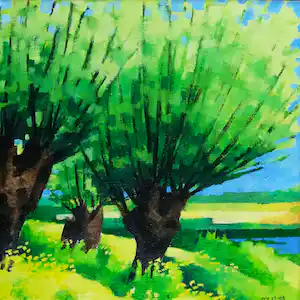 Willem Visser - Wilgen in landschap verkocht voor € 50!