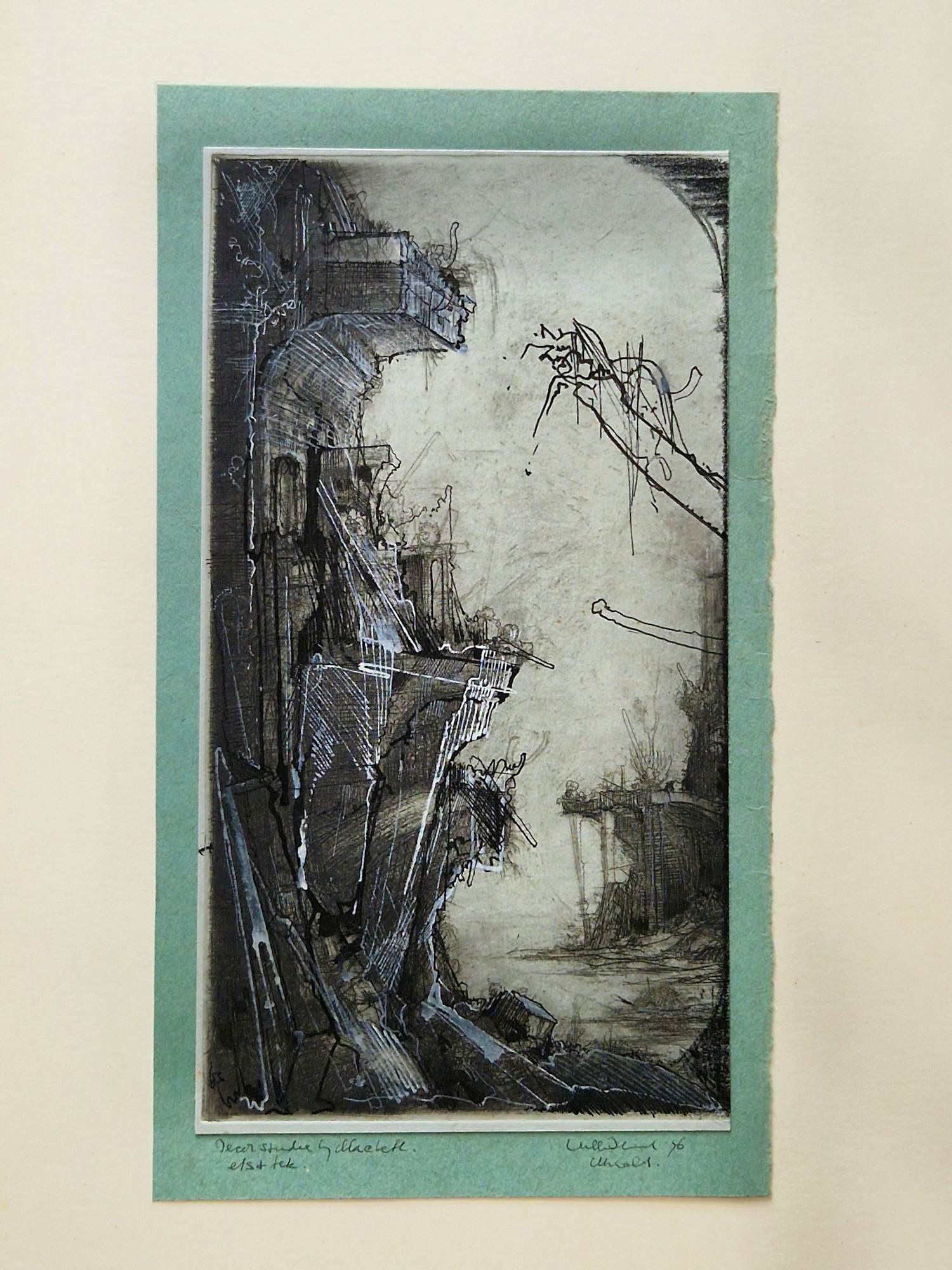 Dirkje Kuik - William (Dirkje) Kuik - gemengde techniek op papier - fantasie landschap verkocht voor € 109!