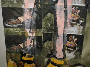 Peter Klashorst - Acrylverf en collage op doek – GROOT , 195 x 75 cm - 2021 kopen? Bied vanaf 1!