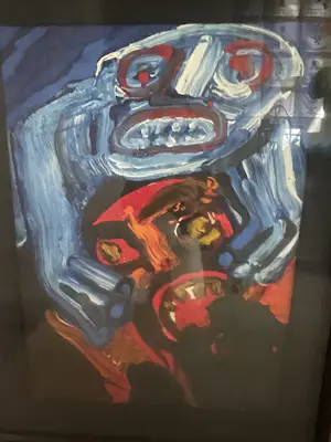 Bengt Lindstrom - gouache tête rouge tête bleue kopen? Bied vanaf 1200!