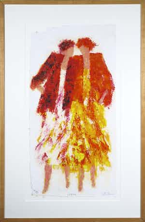 Wil Willemsen - Zeefdruk, Walking - Ingelijst verkocht voor € 50!